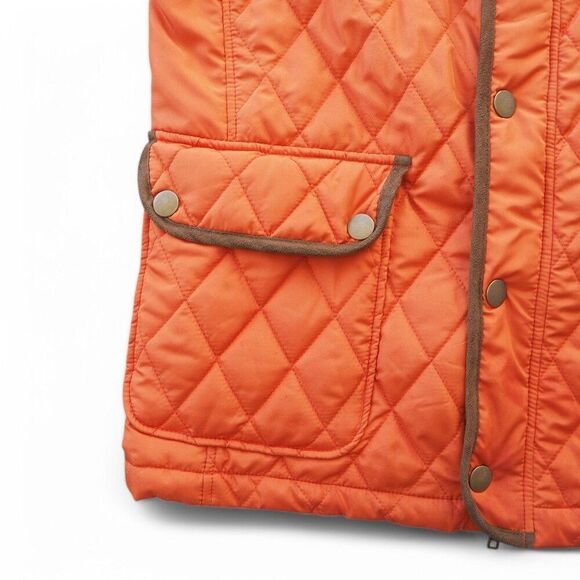 Alan Flusser Quilted Full Zip  Snap Vest Orange / Brown Men's Medium (M) - Picture 8 of 10